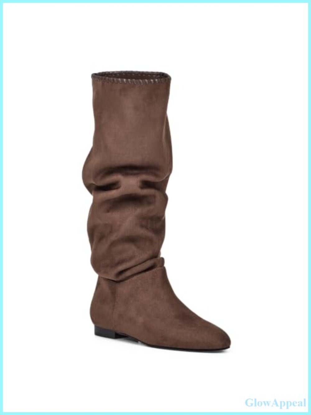 Women's Slouchy Knee High Pull On Flat Boots Faux Suede